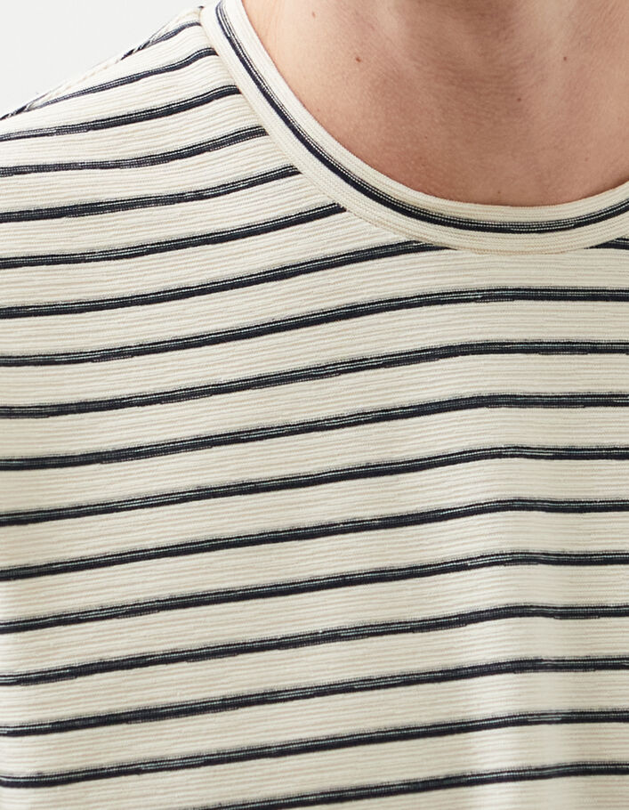 Tee-shirt marinière craie à rayures marine Homme - IKKS