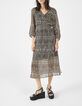 Robe longue imprimé arabesque et col victorien femme-1