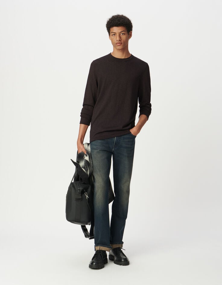 Jersey ciruela punto mouliné hombre-1 Jersey ciruela punto mouliné hombre-1