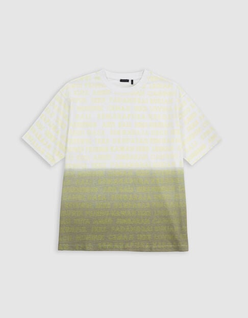 T-shirt blanc coton bio message fond deep dye garçon - IKKS