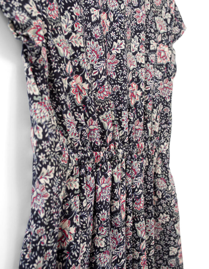 Girls' navy flower print Lenzing™ Ecovero™ long dress - IKKS