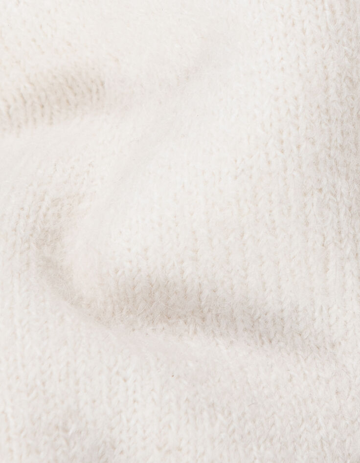 Pull écru tricot cropped broderie message fille-7 Pull écru tricot cropped broderie message fille-7