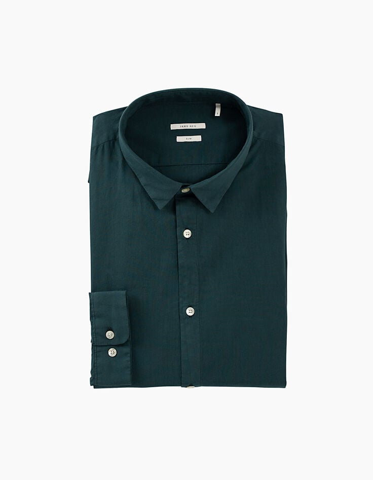 Men’s petrol green voile slim shirt-3 Men’s petrol green voile slim shirt-3