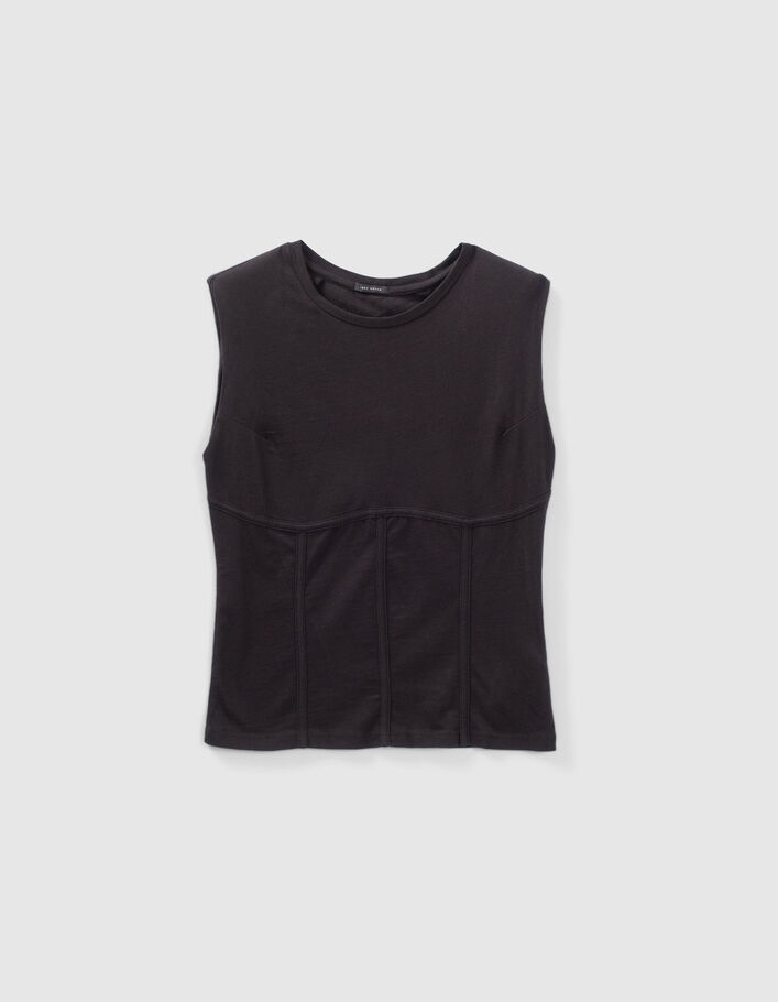 Tee-shirt noir effet corset Femme - IKKS