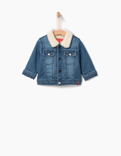 Veste en jean à col sherpa et broderie bébé garçon - IKKS