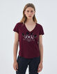 Tee-shirt grenat en coton modal flammé visuel tatoo femme-2