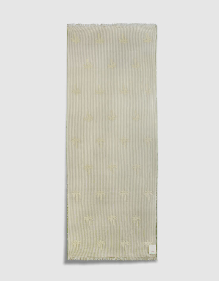 Foulard beige ray&eacute; jacquard motif palmiers Homme-2