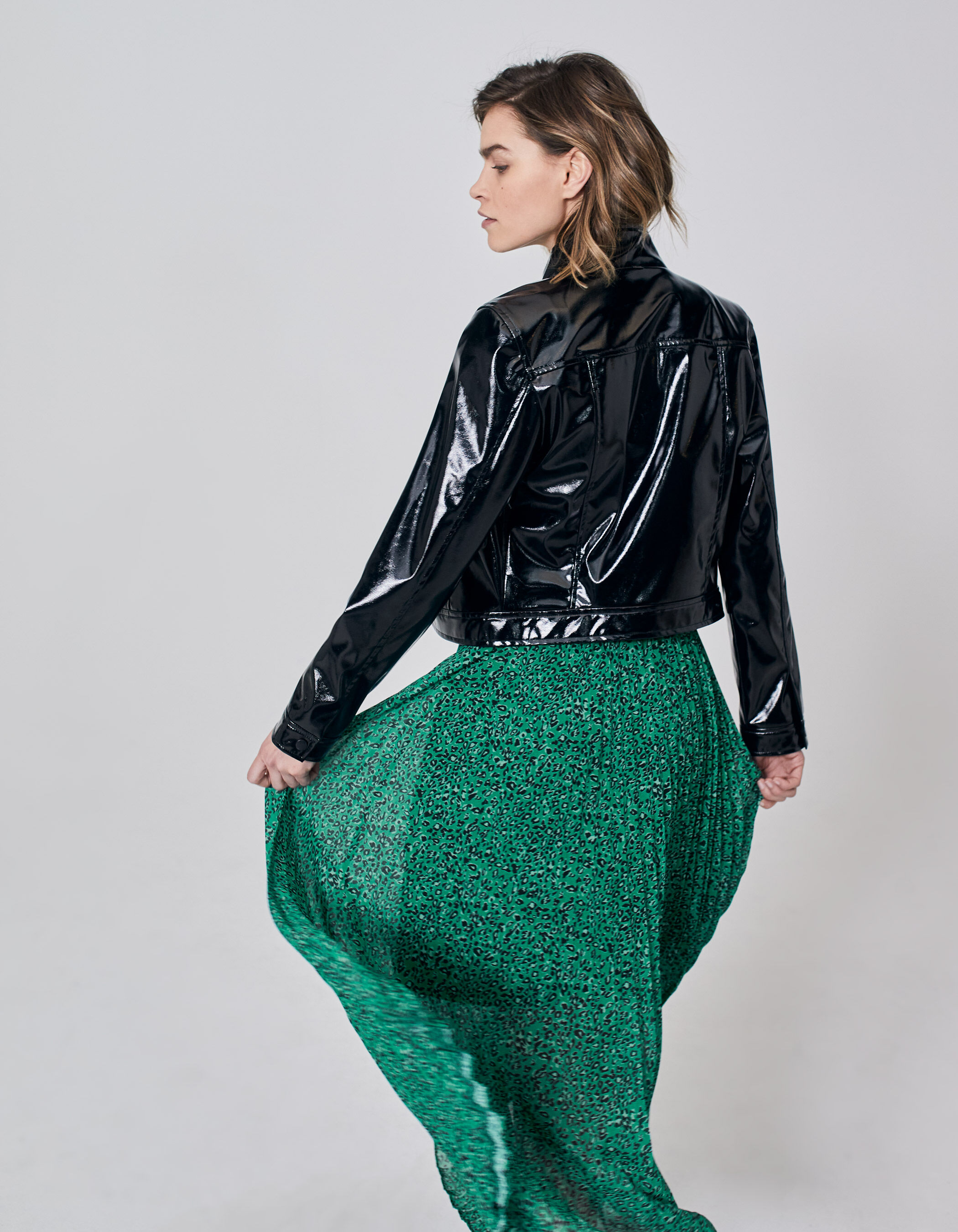 Green leopard new arrivals maxi skirt