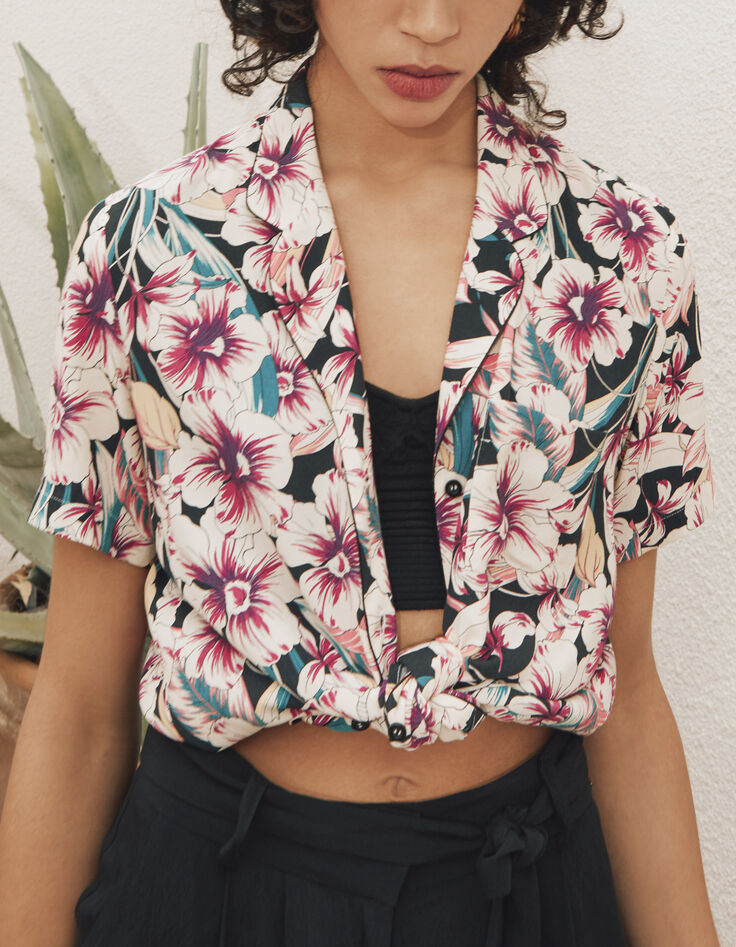 Camisa viscosa Ecovero® estampado floral tropical mujer-2
