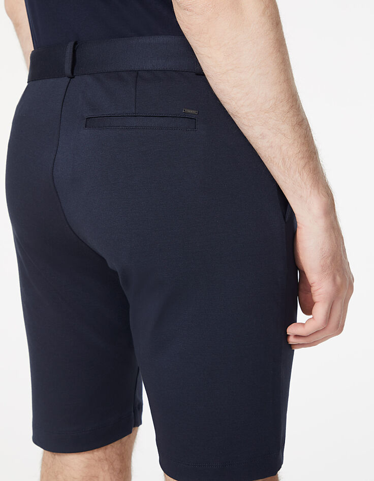 Bermuda chino SLIM marine maille Interlock Homme-6