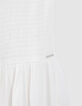 Robe fines bretelles beige à smocks fille-7