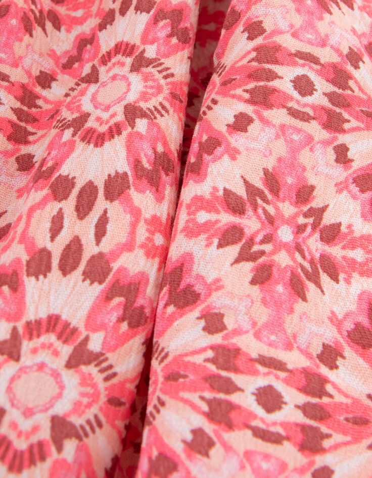 Robe longue rose imprimé ethnique fille-9