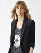 Schwarzer Damenveloursblazer mit Pattentaschen-2