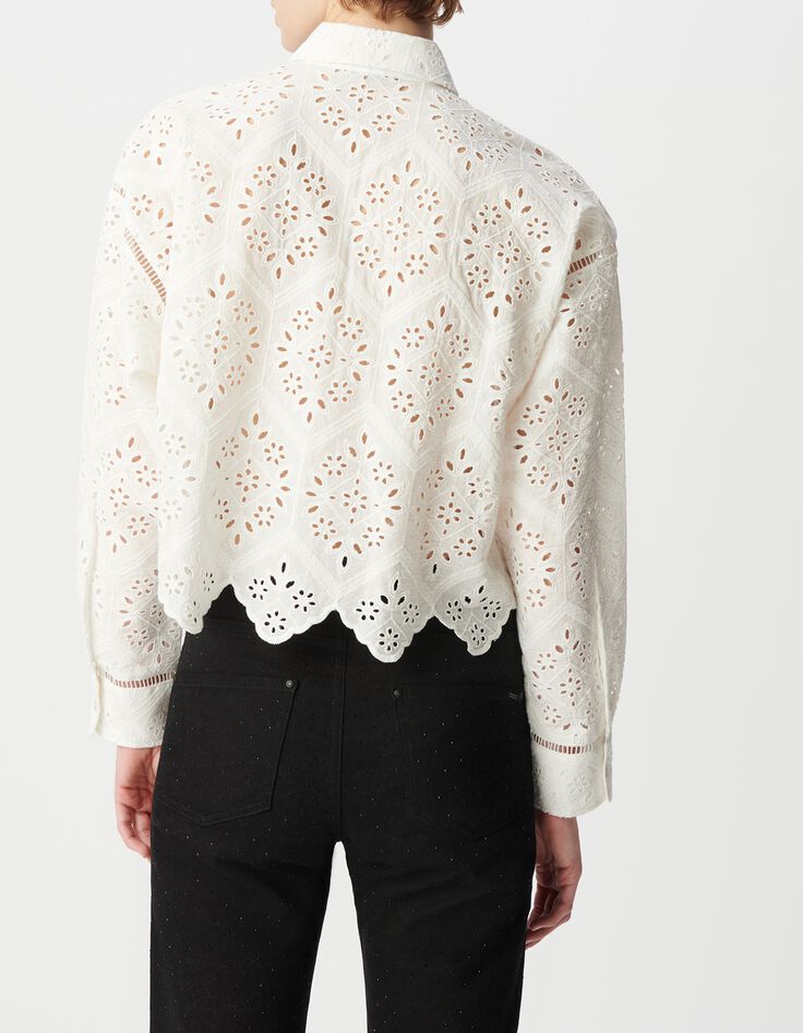 Chemise blanche coton bio broderie anglaise ajour&eacute;e Femme-3