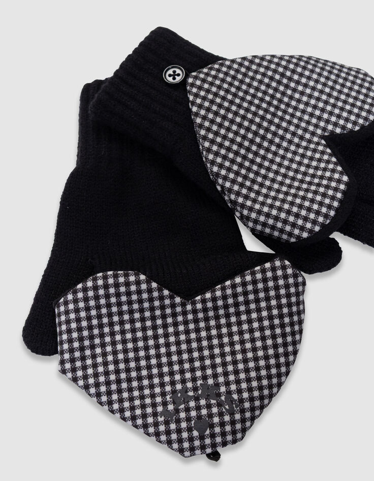 Mitaines noires tricot rabat forme coeur fille-2
