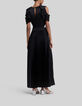 Robe longue noire recyclée plissée découpes côtés Femme-3