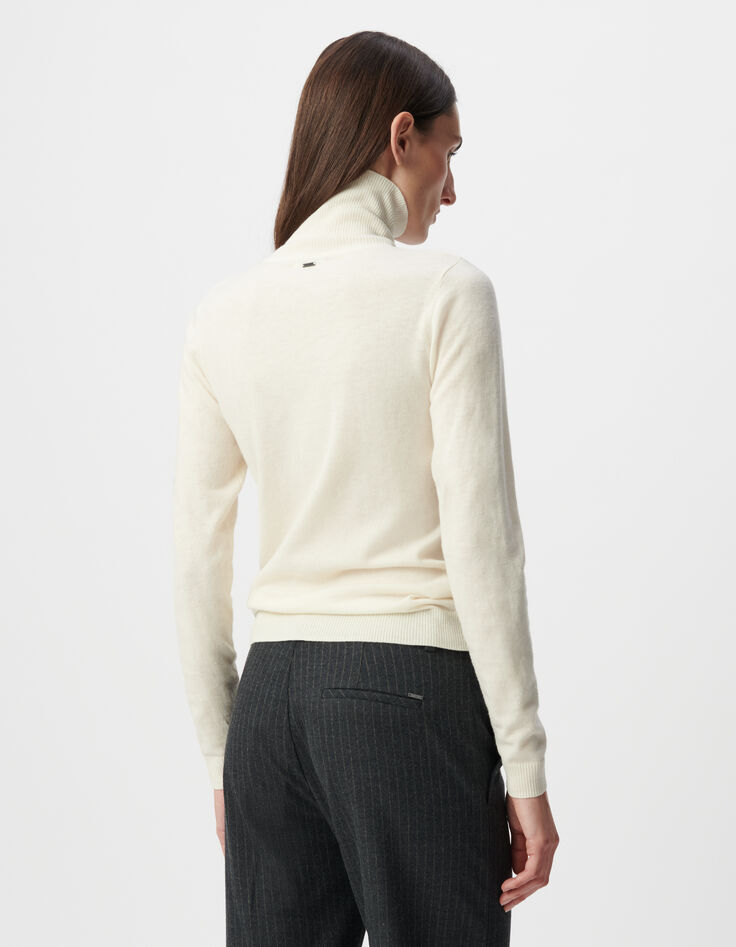 Gebreide dames trui in ecru visgraatmotief-4