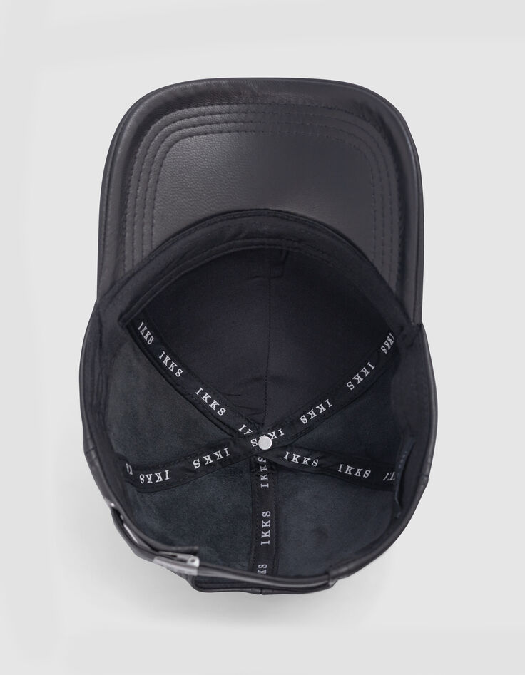 Gorra de mujer de piel lisa negra-2