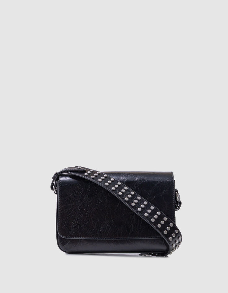 Le 111 noir cuir glacé double anse clous Femme-1