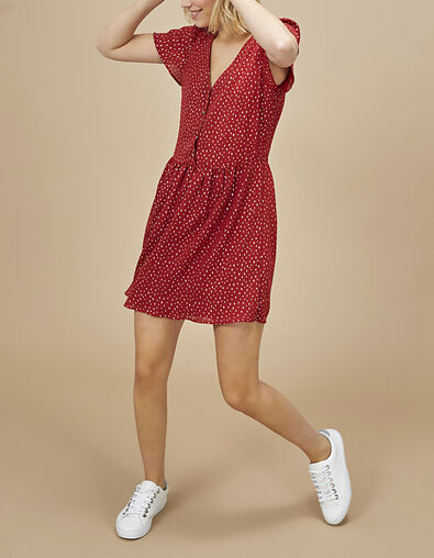 Robe grenat imprimé pois dorés I.Code