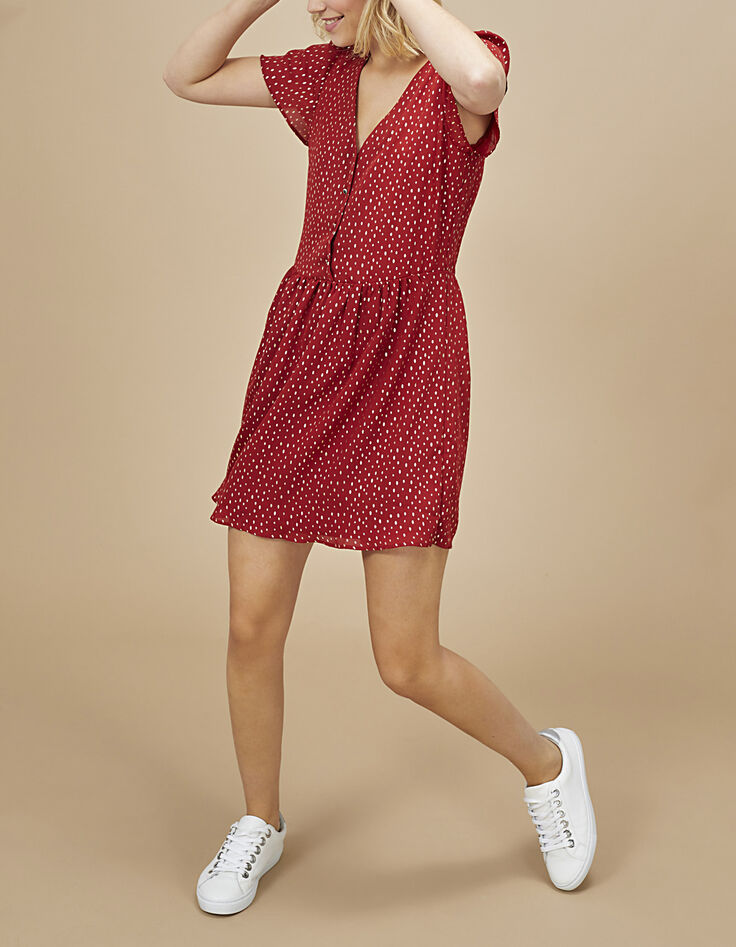 Robe grenat imprimé pois dorés I.Code-1