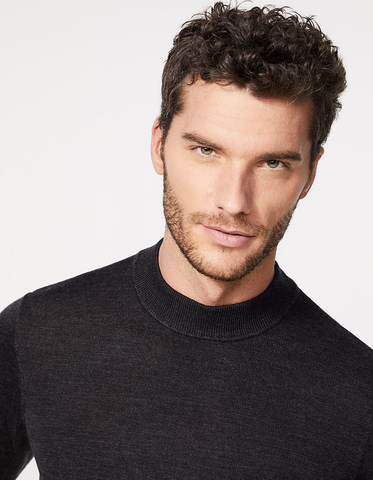 Pull maille à col cheminée anthracite Homme-2