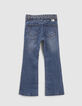 Jean FLARE bleu Waterless avec ceinture-foulard fille-3