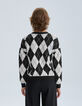 Gebreid vest grijs en ecru Argyle-motief Dames-3