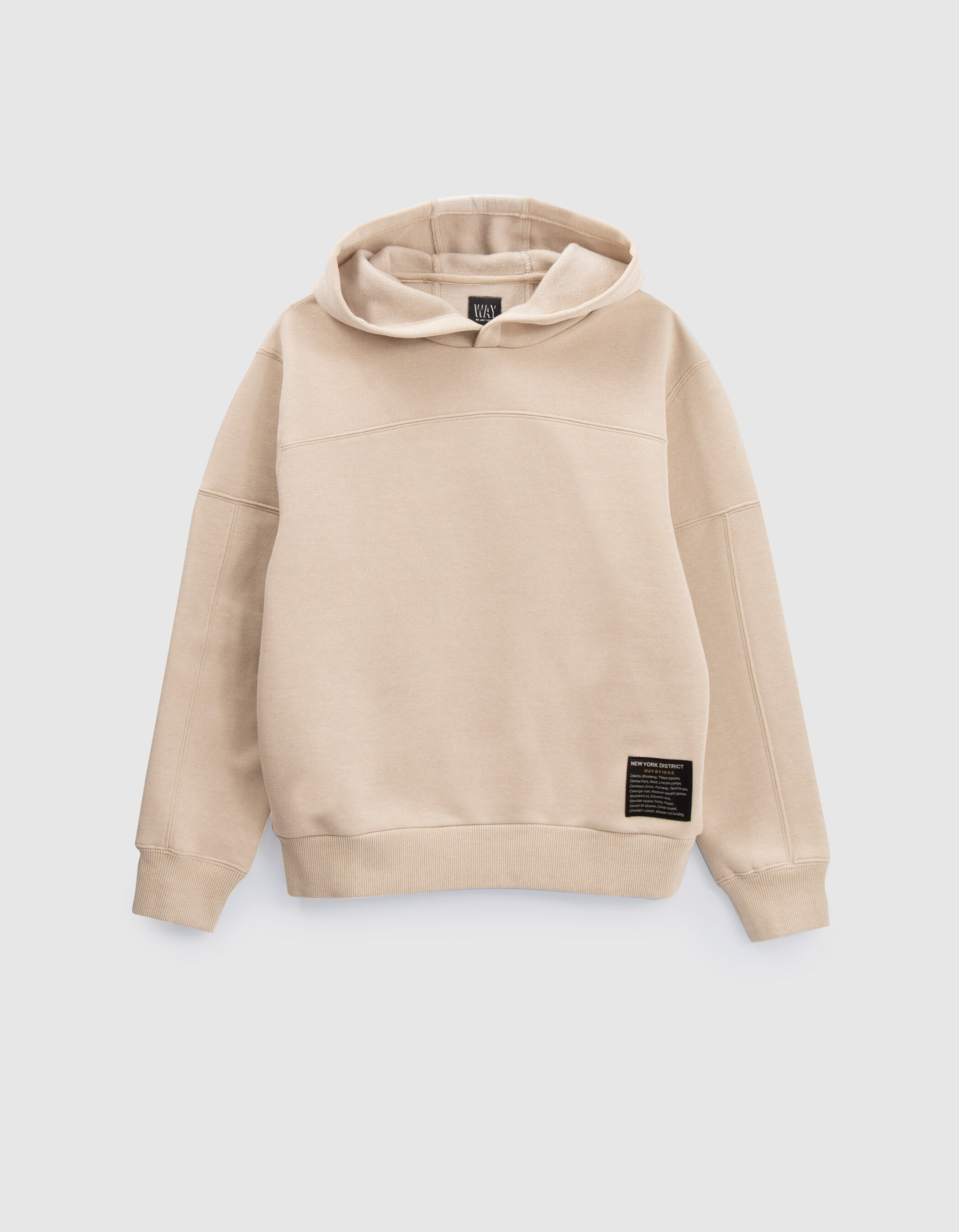Boys beige nylon hoodie with chequered back IKKS