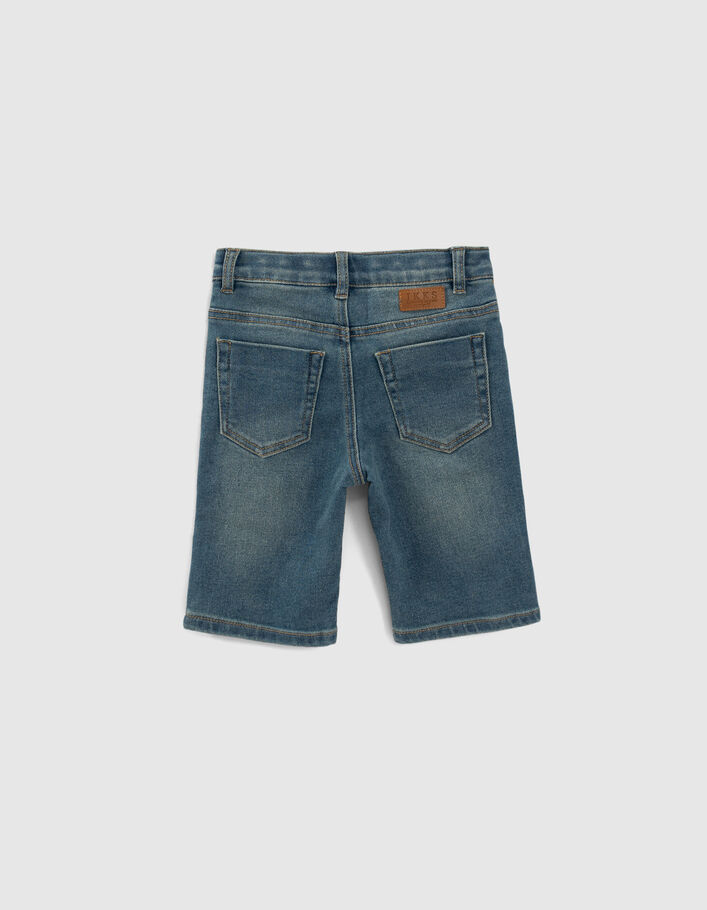 Blauwe jeansbermuda patchworkstijl jongens - IKKS