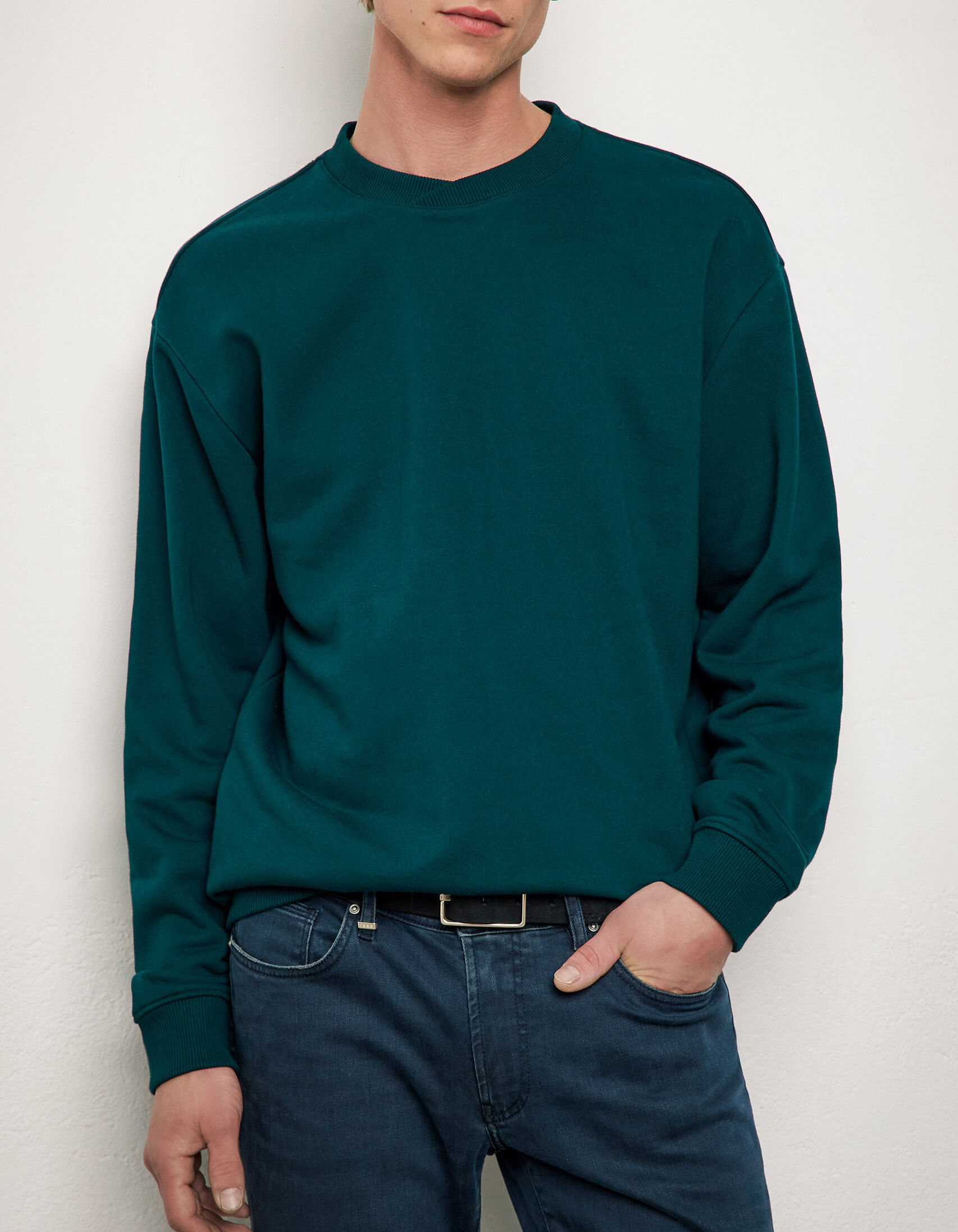 Men's racing green sweatshirt with wrap 