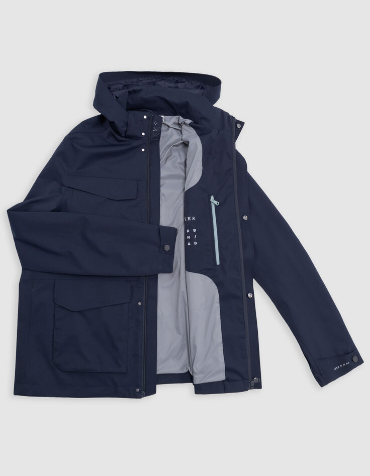 Marineblauwe parka WATERPROOF nylon Heren-7