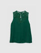 Woman's crumpled emerald top with lace detail-6