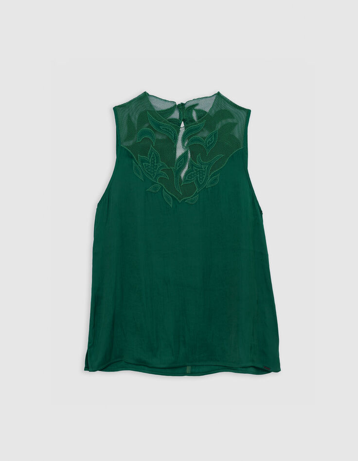 Woman's crumpled emerald top with lace detail-6