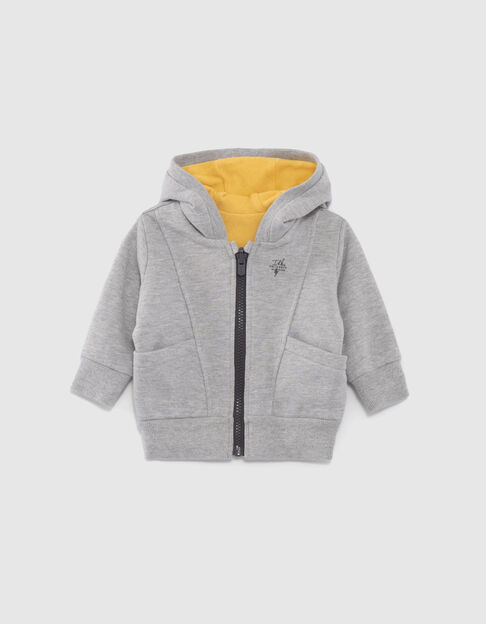 Cardigan réversible gris et jaune bébé garçon - IKKS