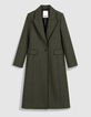 Manteau long droit kaki lainage Femme-6