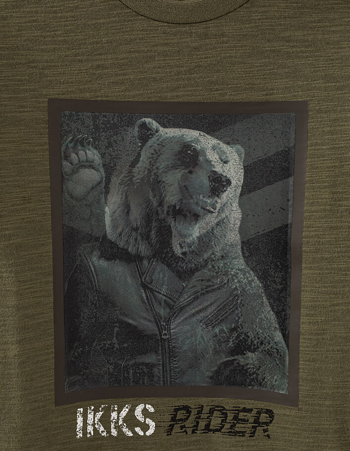 Tee-shirt kaki à visuel lenticulaire ours garçon  - IKKS