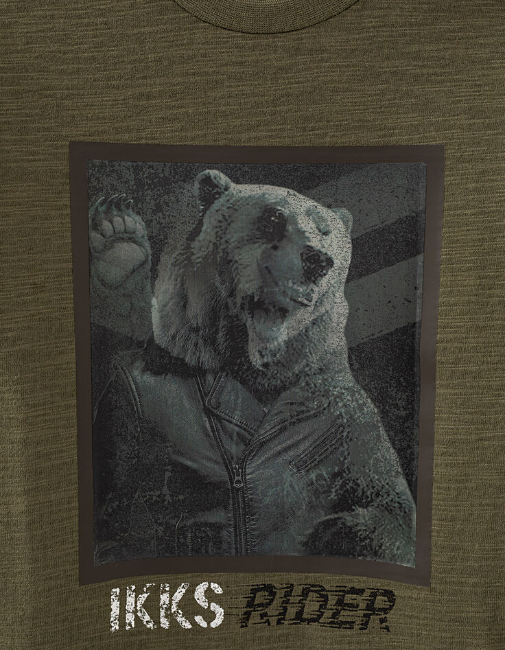 Camiseta caqui visual lenticular oso niño -3 Camiseta caqui visual lenticular oso niño -3