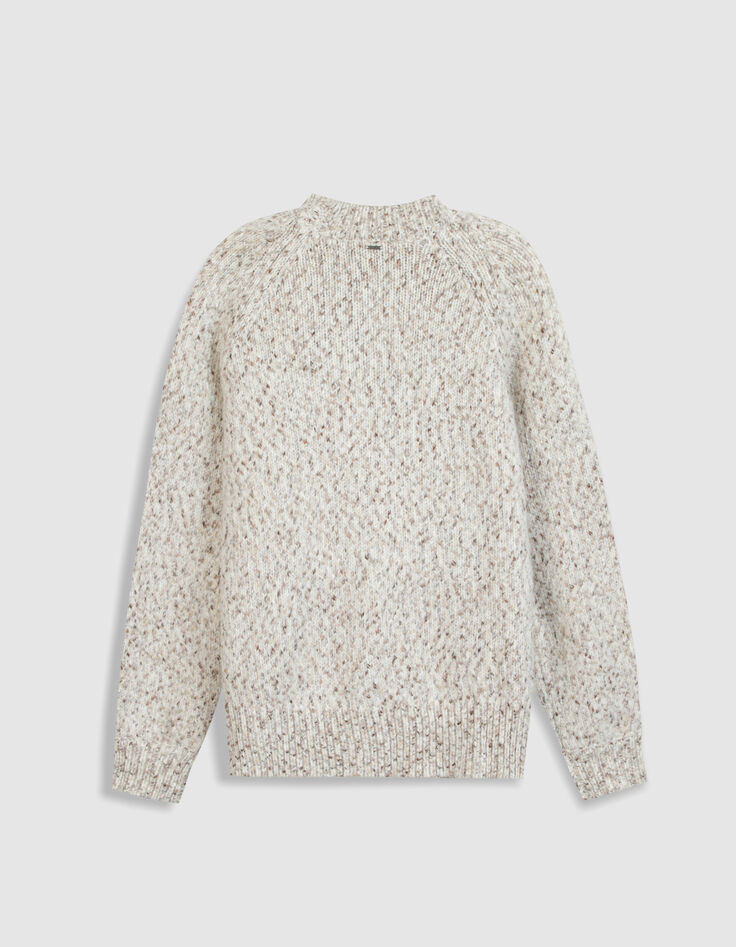 Women's Beige High-Neck Sweater in Yarn-Dyed Knit-7