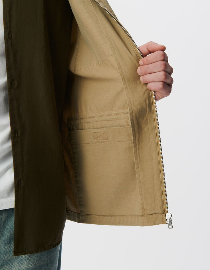 Veste saharienne beige zippée cinq poches Homme-5