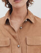 Cazadora corta beige ante de cabra mujer-4