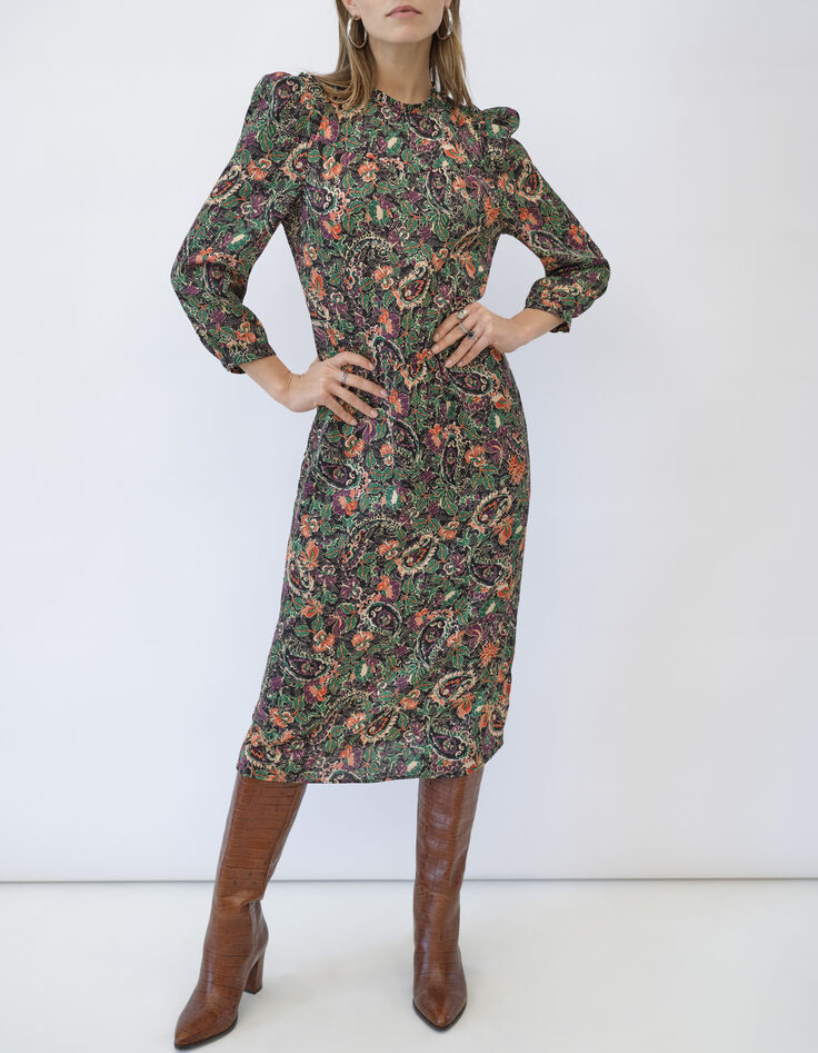 Robe midi imprimé bohème floral femme-1