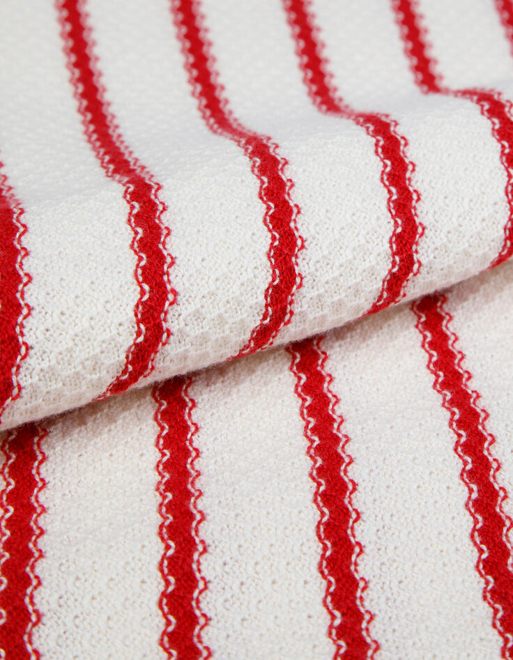 Wit T-shirt van biologisch katoen met rode strepen dames-3