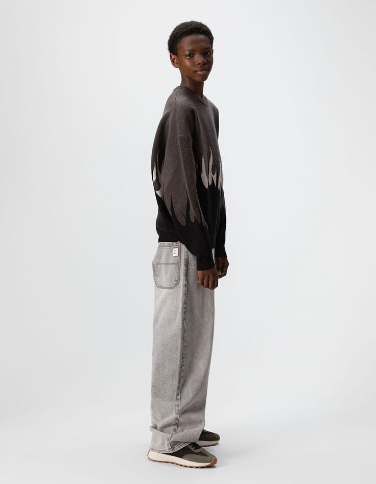 Boys’ faded grey super baggy jeans-1