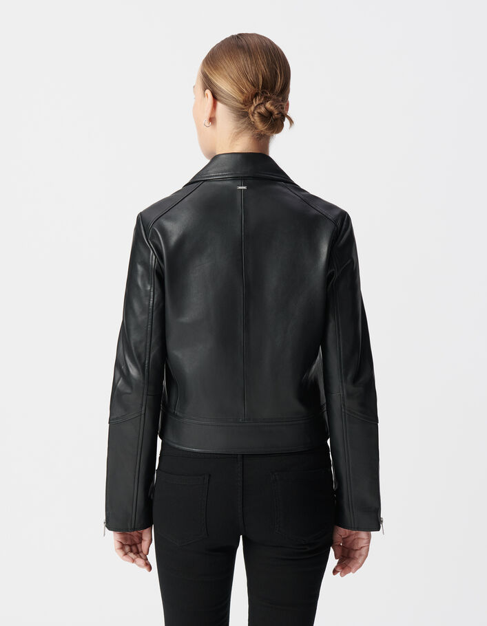 Schwarze Bikerjacke aus Lammleder-3
