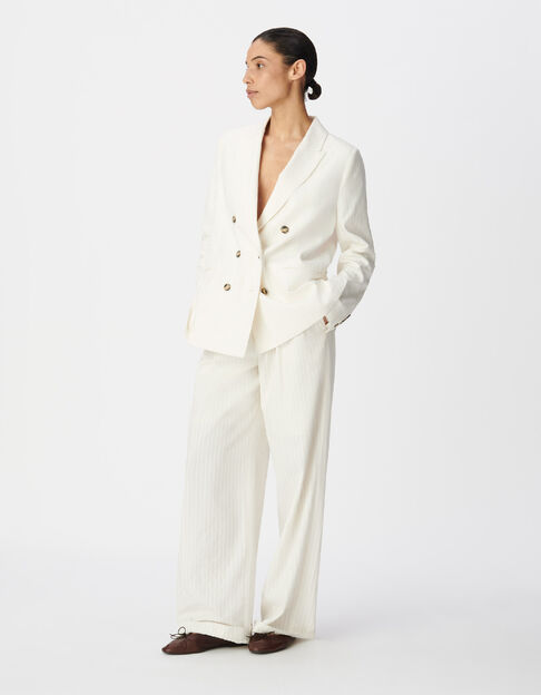 Women's wide white pinstripe pattern suit jacket - IKKS