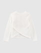 Girls’ ecru sport T-shirt with tie-dye bra top-7
