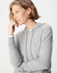 Pull &agrave; capuche gris tricot 100% cachemire Femme-4