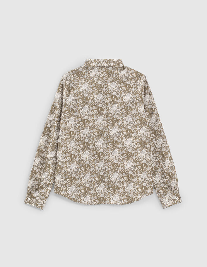 Boys’ khaki flowery Liberty fabric shirt - IKKS