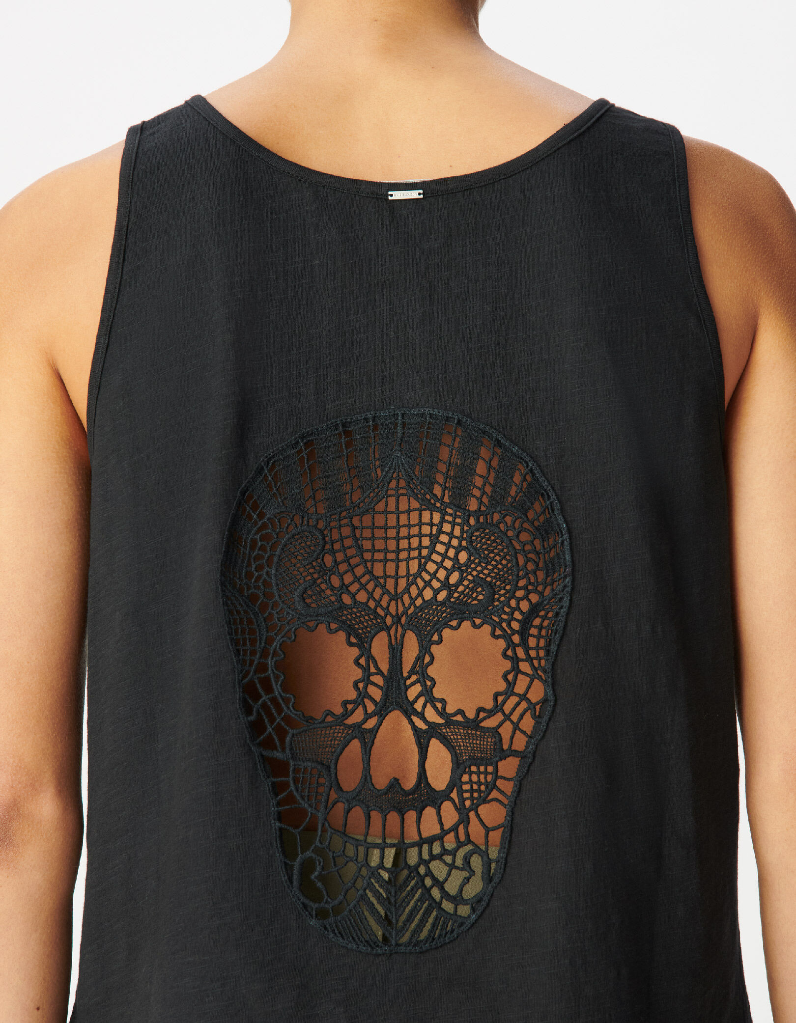Black embroidered skull tank top Women IKKS